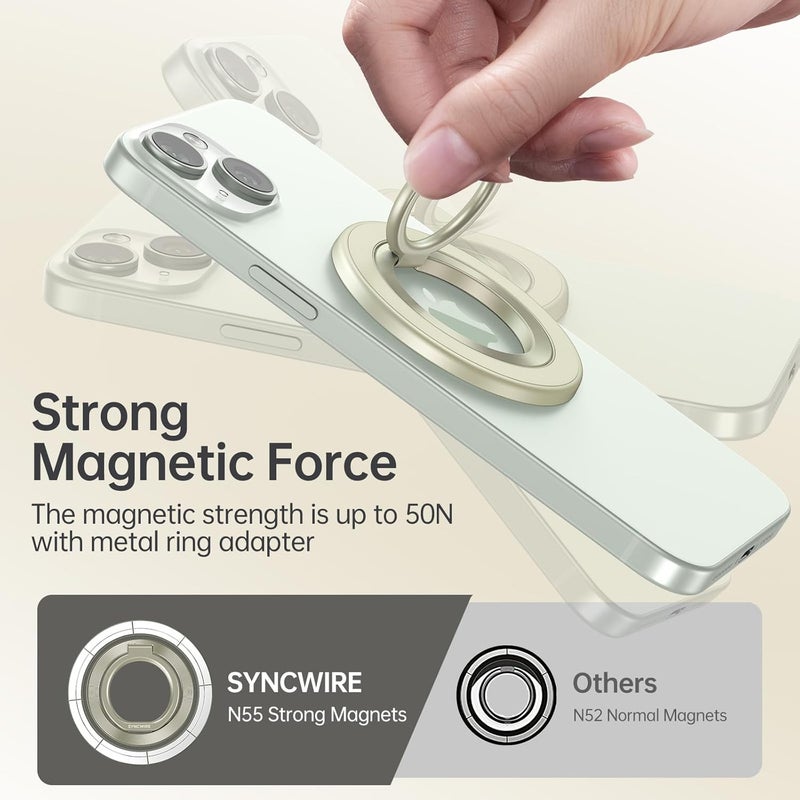 Syncwire Magnetic Phone Ring Holder for MagSafe, 360° Rotation Cell Phone Grip Stand Finger Ring Kickstand Two-Sided Magnet Compatible with iPhone 17 Pro Max 16 15 14 13 12 MagSafe Accessories - Image 4